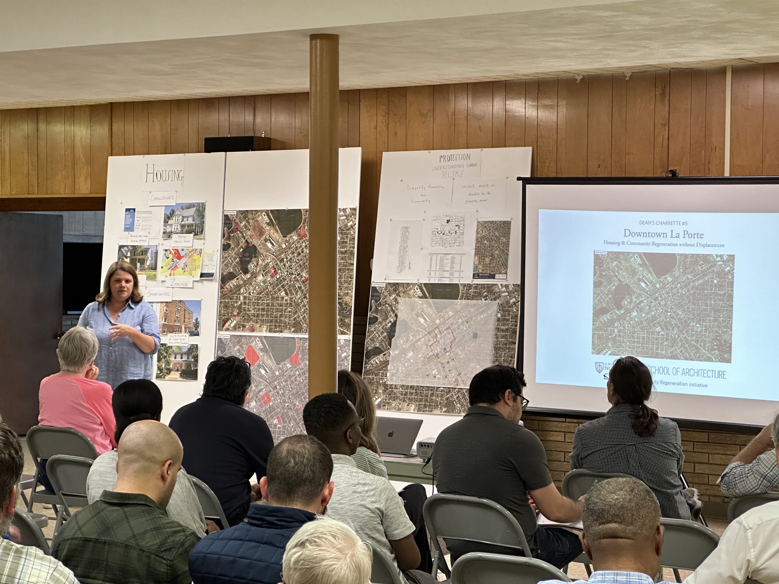 Marianne Cusato presents the downtown plan proposal for LaPorte, Indiana.